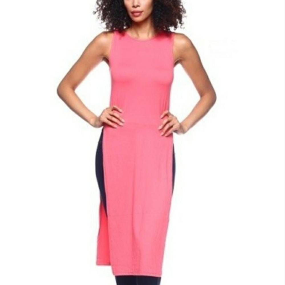 Coral High Slit Tank Dress Top
